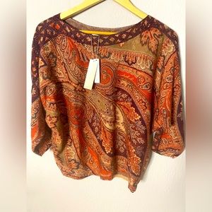 Chico’s NWT Coco Paisley Detail Pullover Size 1 (US Size 8/M)